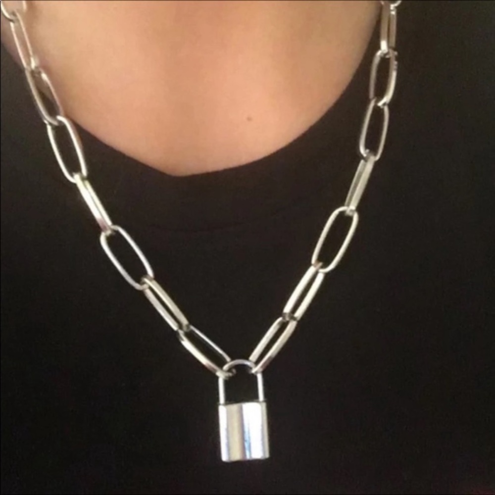 padlock chain link necklace